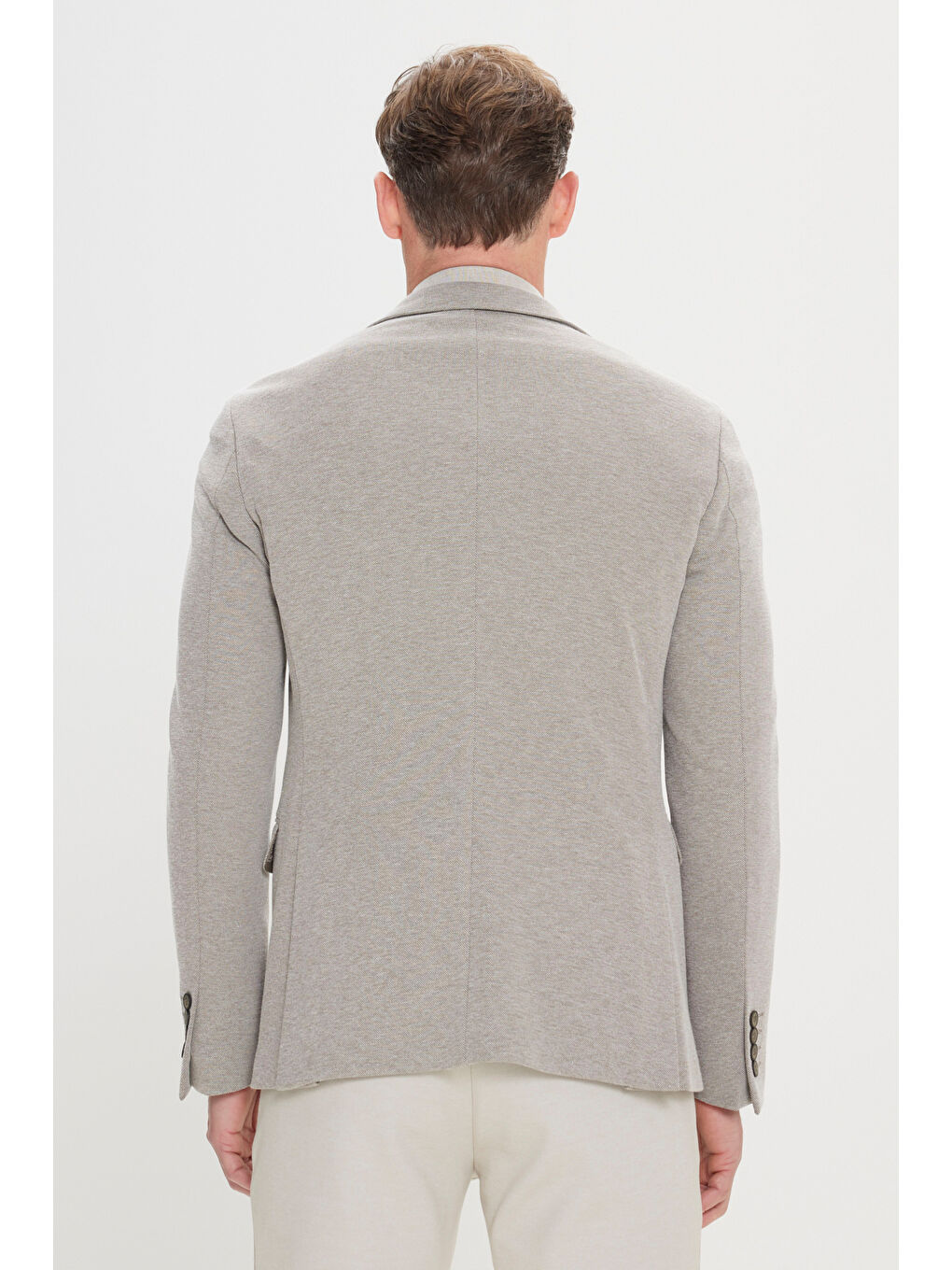 Erkek Haki 360 Her Yöne Esneyen Slim Fit Dar Kesim Mono Yaka Ceket-4