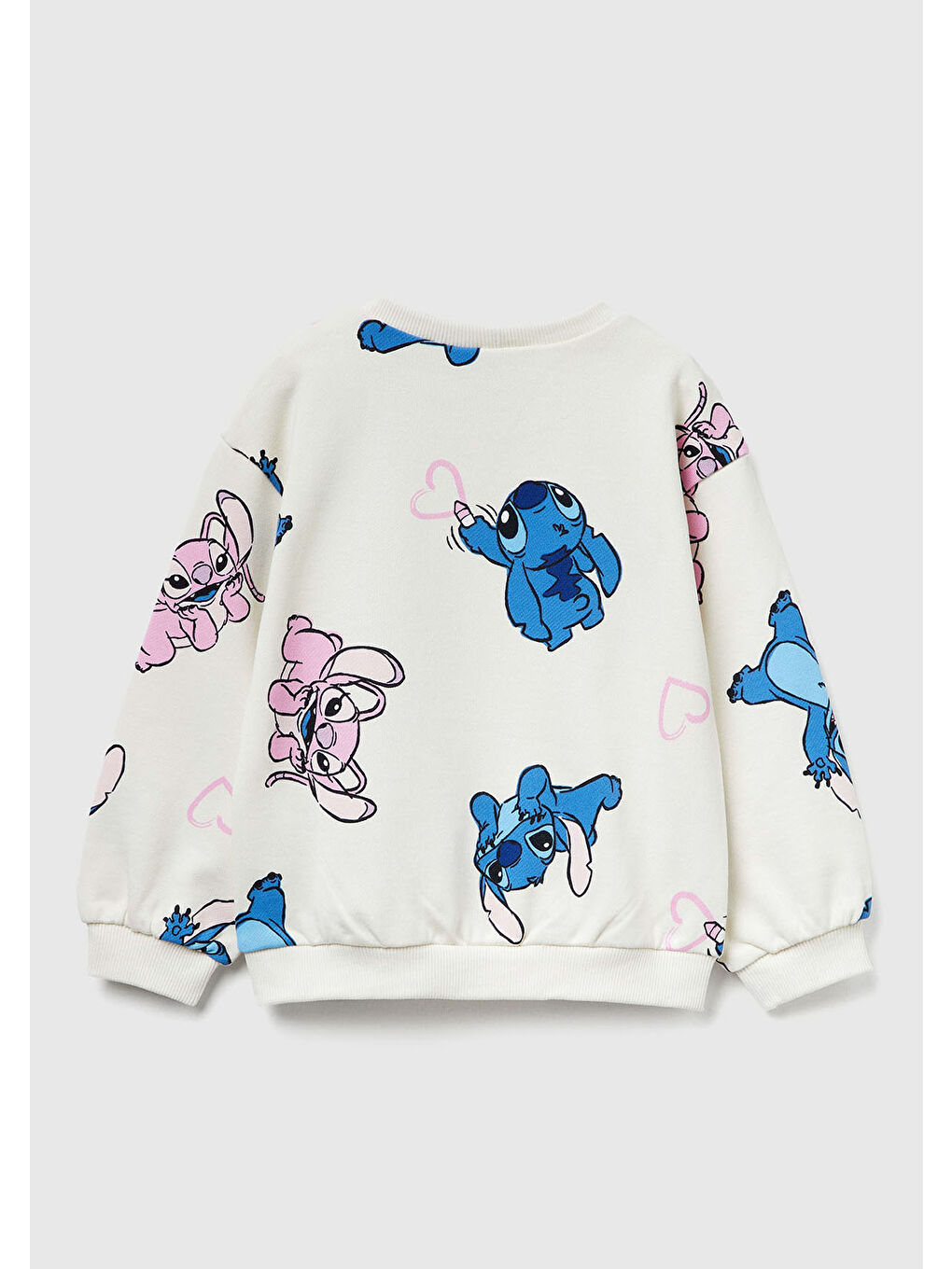 Kız Çocuk Ekru Mix Tamamı Baskılı Logo Etiketli Comfort Fit  Sweatshirt-1