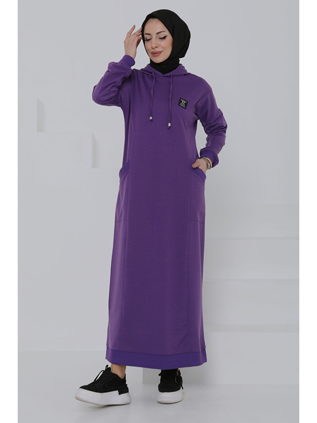 Cepli Armalı Elbise Mor - 27048