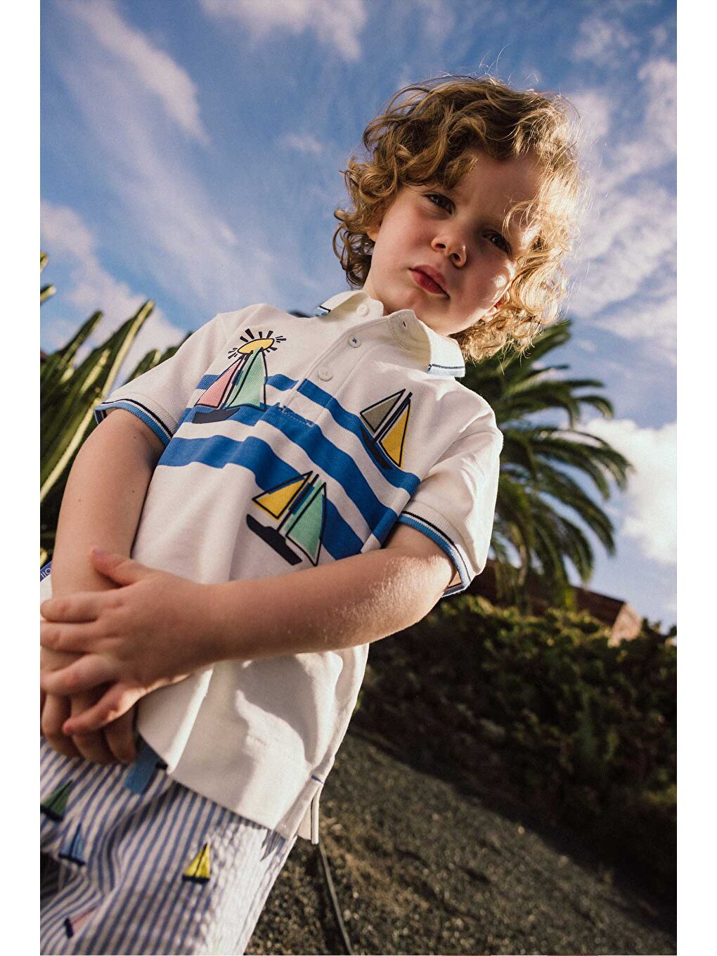 Karışık Yelkenli Baskılı Erkek Çocuk Polo Tshirt-1