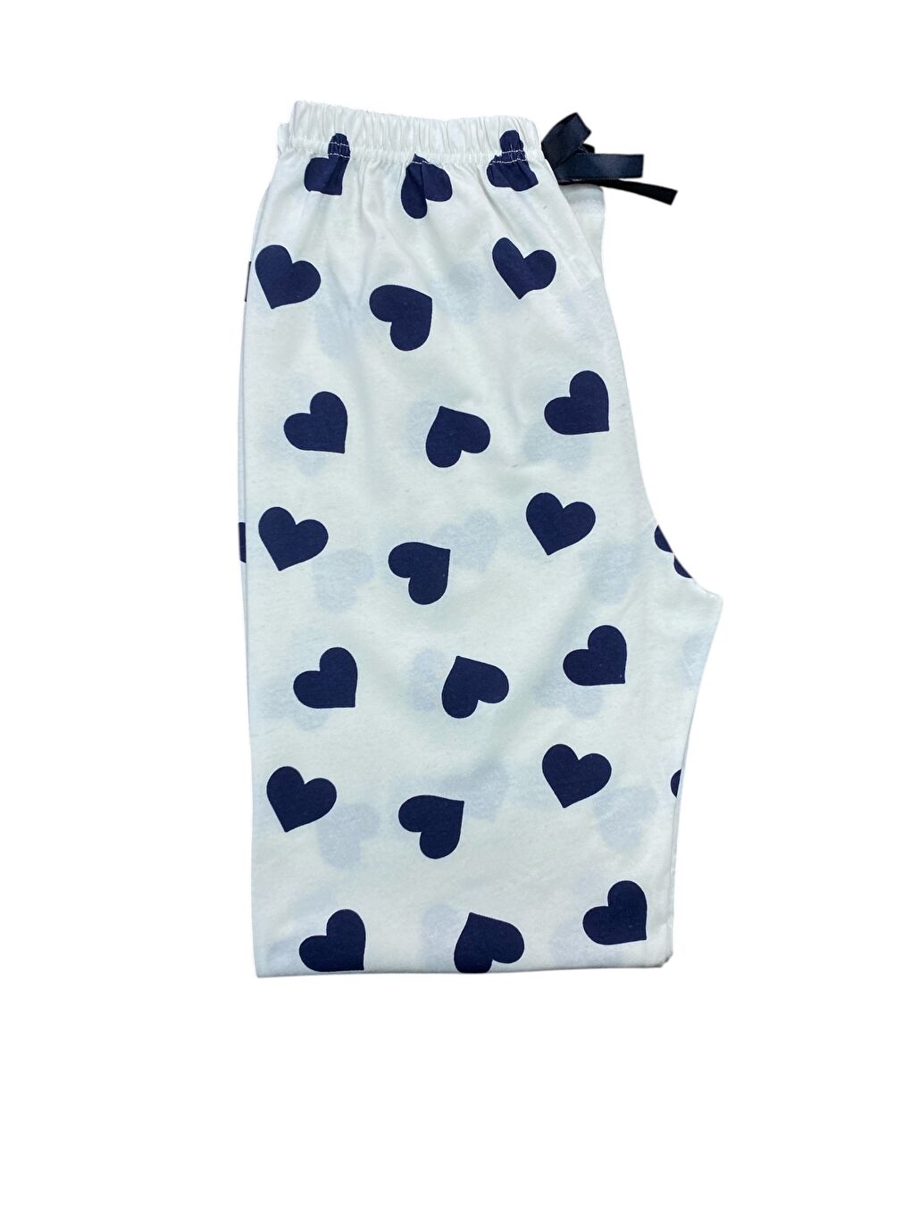 Ekru Kadın Kalpli Pamuklu Lastikli Rahat Pijama Altı-2