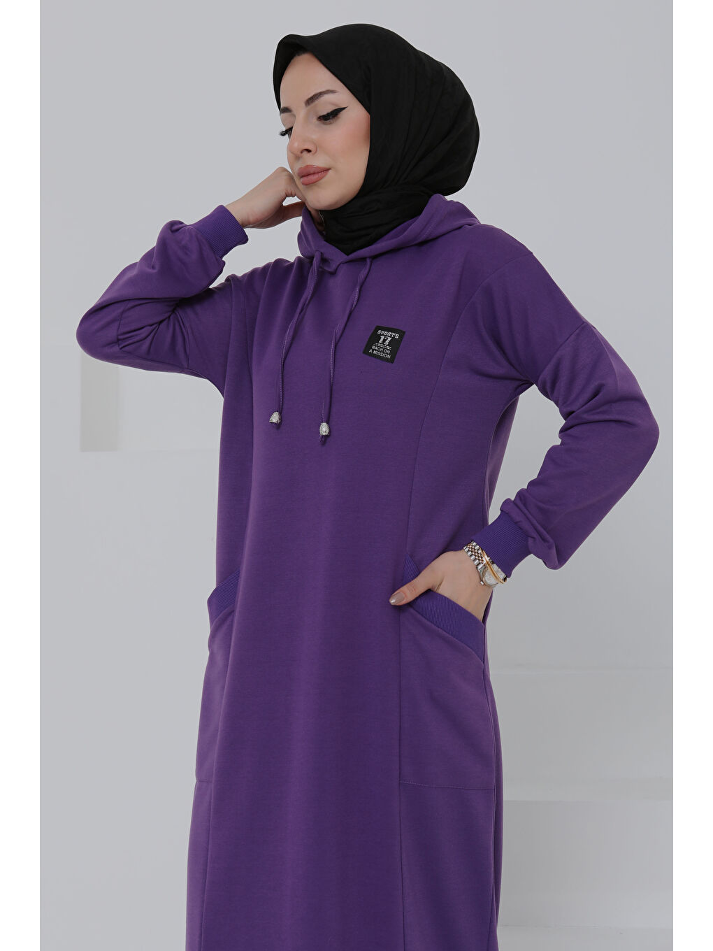 Cepli Armalı Elbise Mor - 27048-4