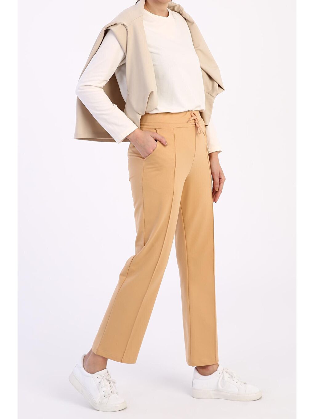 Açık Bej Cepli Eşofman Altı-3