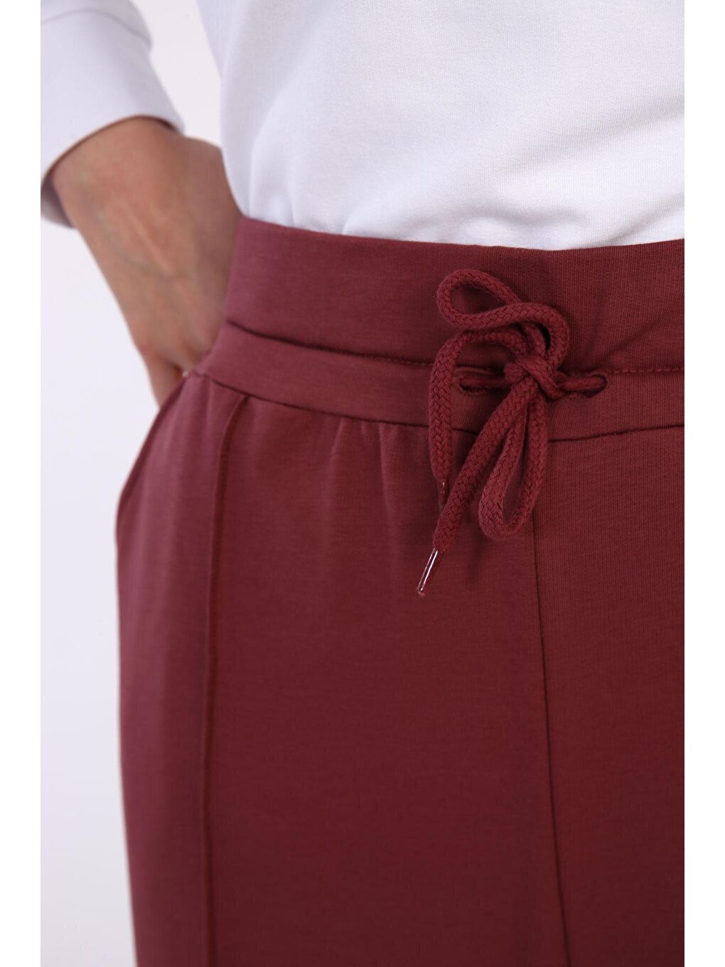 Bordo Vişne Çürüğü Büyük Beden Cepli Eşofman Altı-3