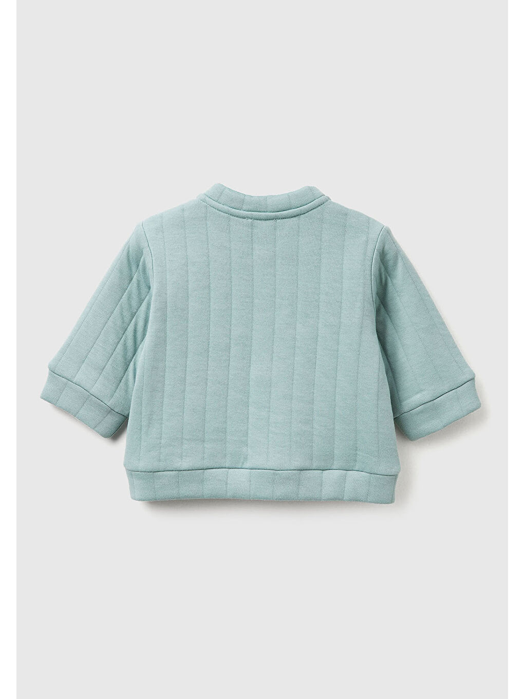 Bebek Gri-Yeşil Şerit Desenli Logo Etiketli Çıtçıtlı Cepli Kapitone Bomber Ceket-1