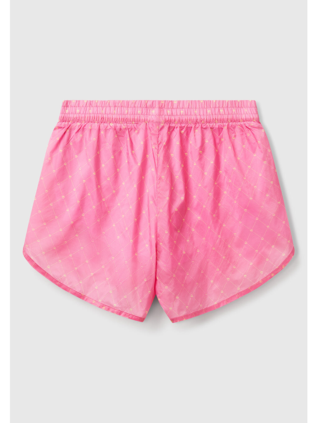 Kadın Pembe Desenli Beli Lastikli Wide Leg Şort-2