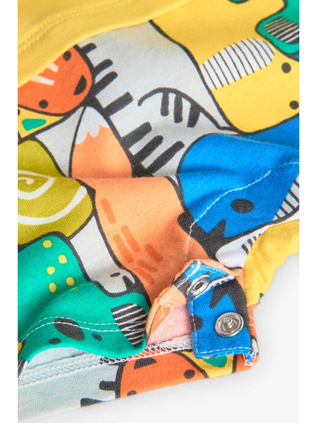 Karışık Hayvanlar Baskılı Erkek Bebek Kısa Tulum-3