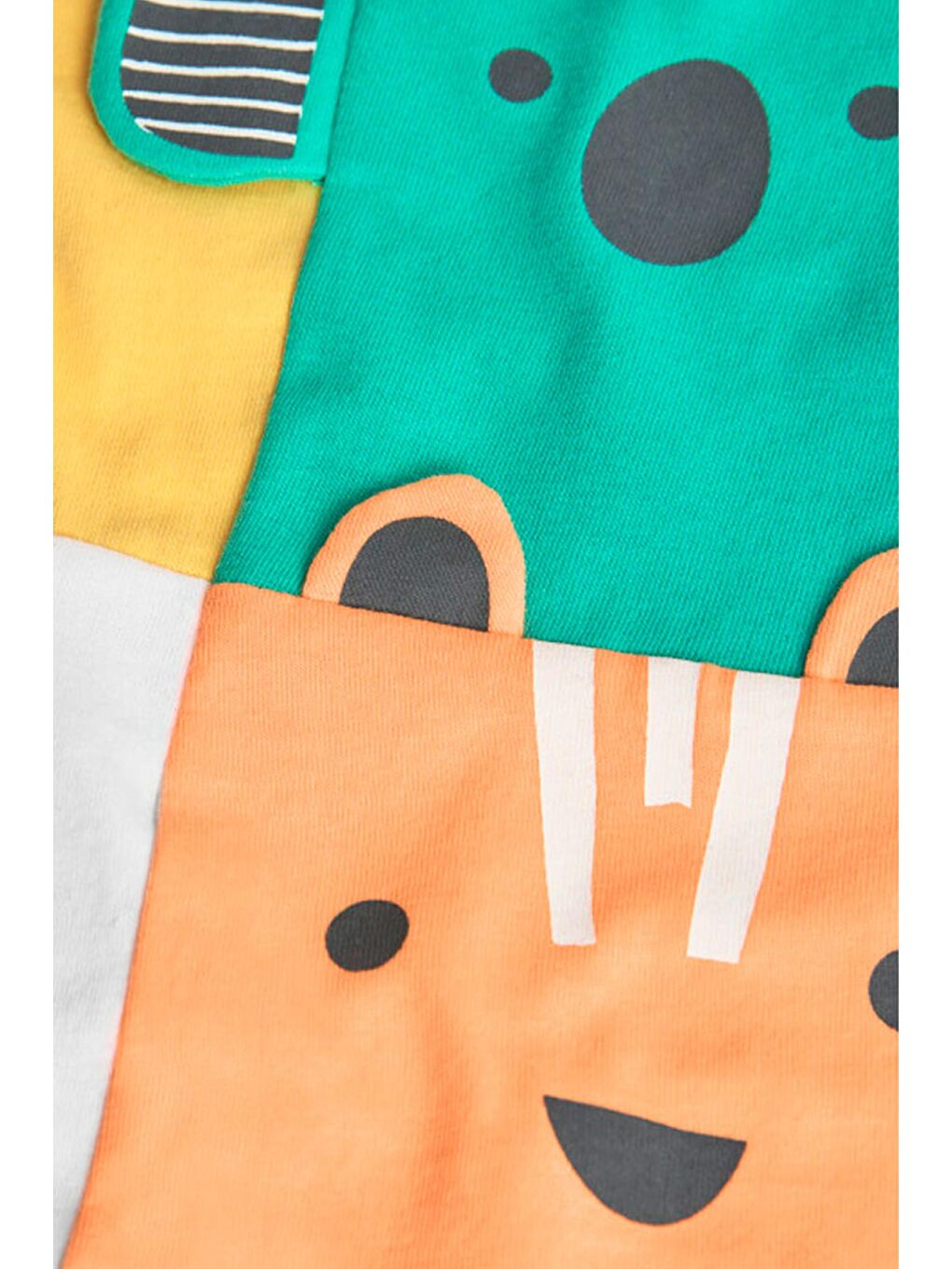 Karışık Hayvanlar Baskılı Erkek Bebek Kısa Tulum-1