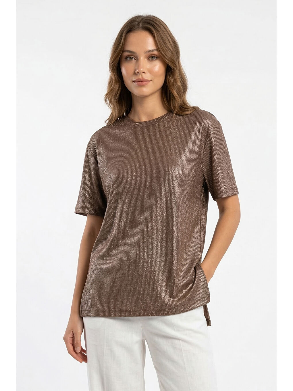 Romeo Kısa Kol Bluz 121 Kahverengi-2