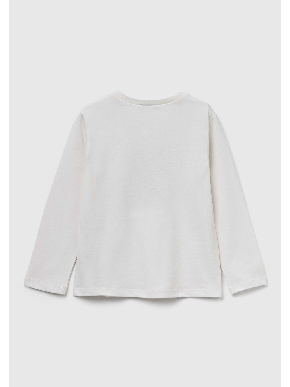 Kız Çocuk Ekru Önü Baskılı Ribana Yakalı Regular Fit Sweatshirt-1