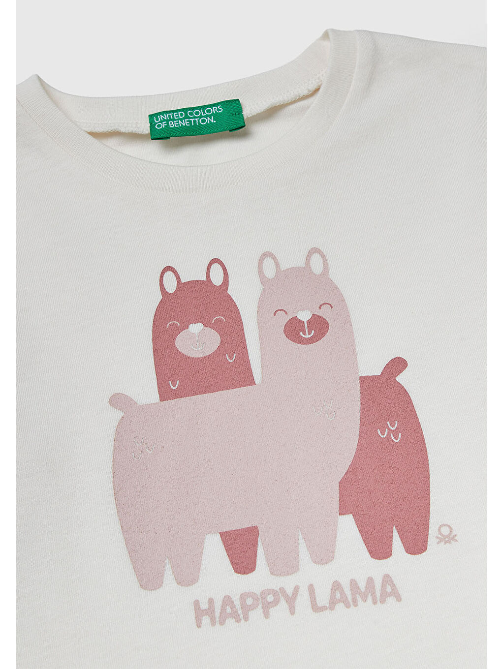 Kız Çocuk Ekru Önü Baskılı Ribana Yakalı Regular Fit Sweatshirt-2