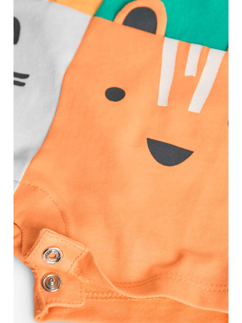 Karışık Hayvanlar Baskılı Erkek Bebek Kısa Tulum-3