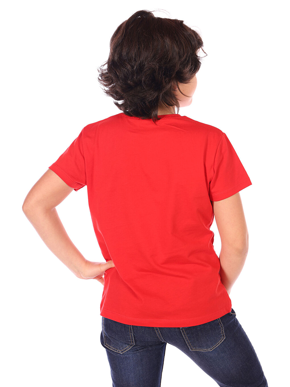 Kırmızı Erkek Çocuk Kafes Baskılı Tişört-1