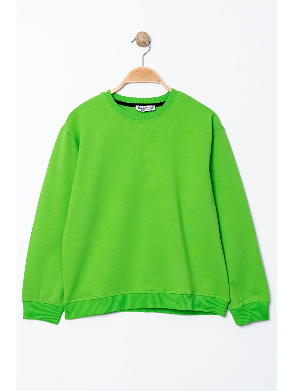 Bi&Em Smile Yeşil Erkek Çocuk Yeşil Bisiklet Yaka Basic 5-13 Yaş Sweatshirt- 3535-2