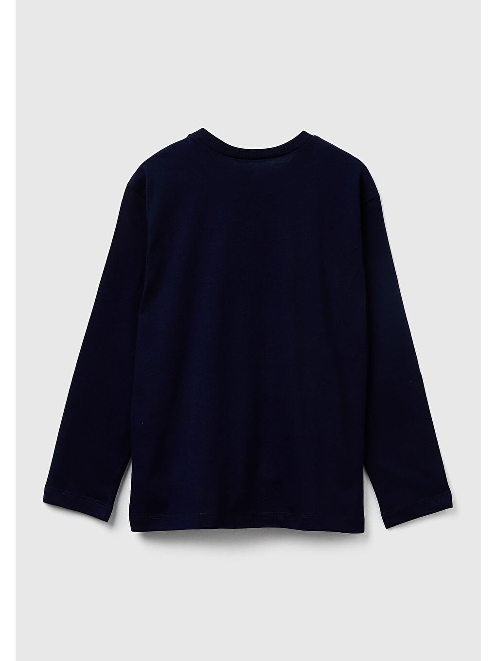 Erkek Çocuk Lacivert Önü Baskılı Bisiklet Yaka Uzun Kollu T-shirt-1