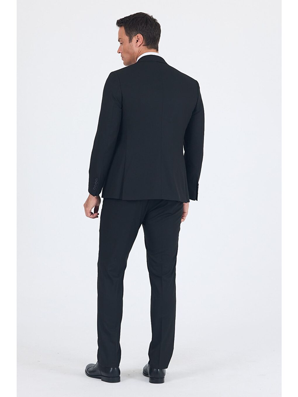 Siyah Mono Yaka Astarlı Çift Yırtmaç Esnek 6 Drop Slim Fit Basic Yelekli Takım Elbise 1001255186-4