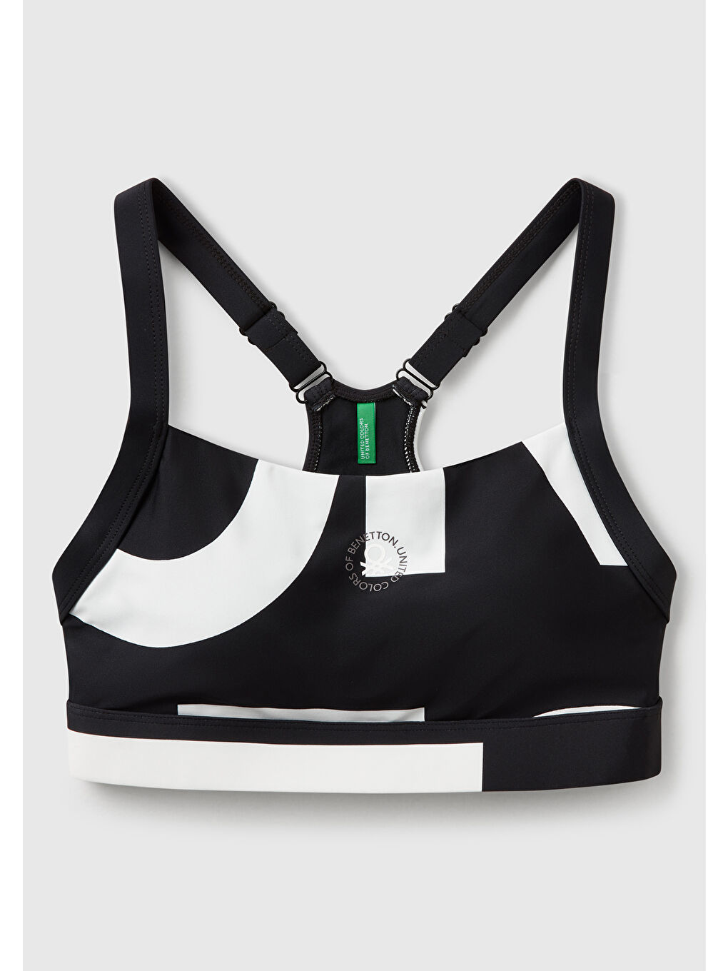 Kadın Siyah Desenli Önü Logo Baskılı Crop Atlet-1