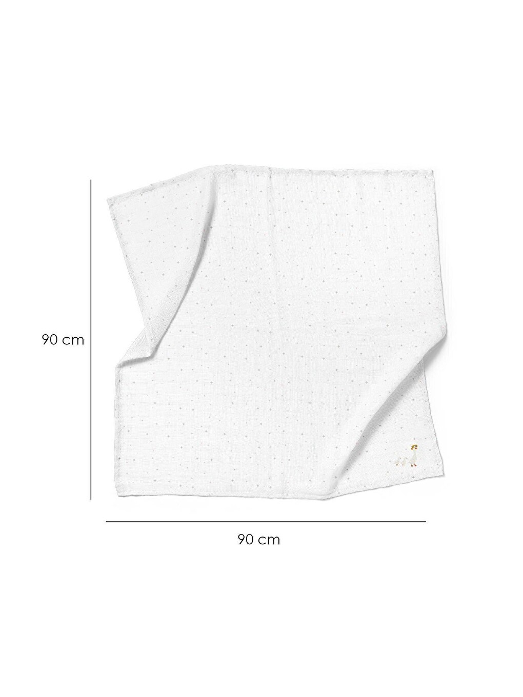 Beyaz Nakışlı 100% Pamuk Müslin Örtü Seti (90X90 CM 2'Li)-3