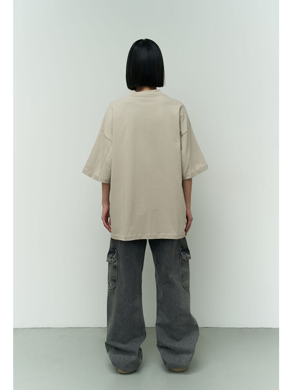 Mai Collection Ghost Bej Oversize T-Shirt - 3