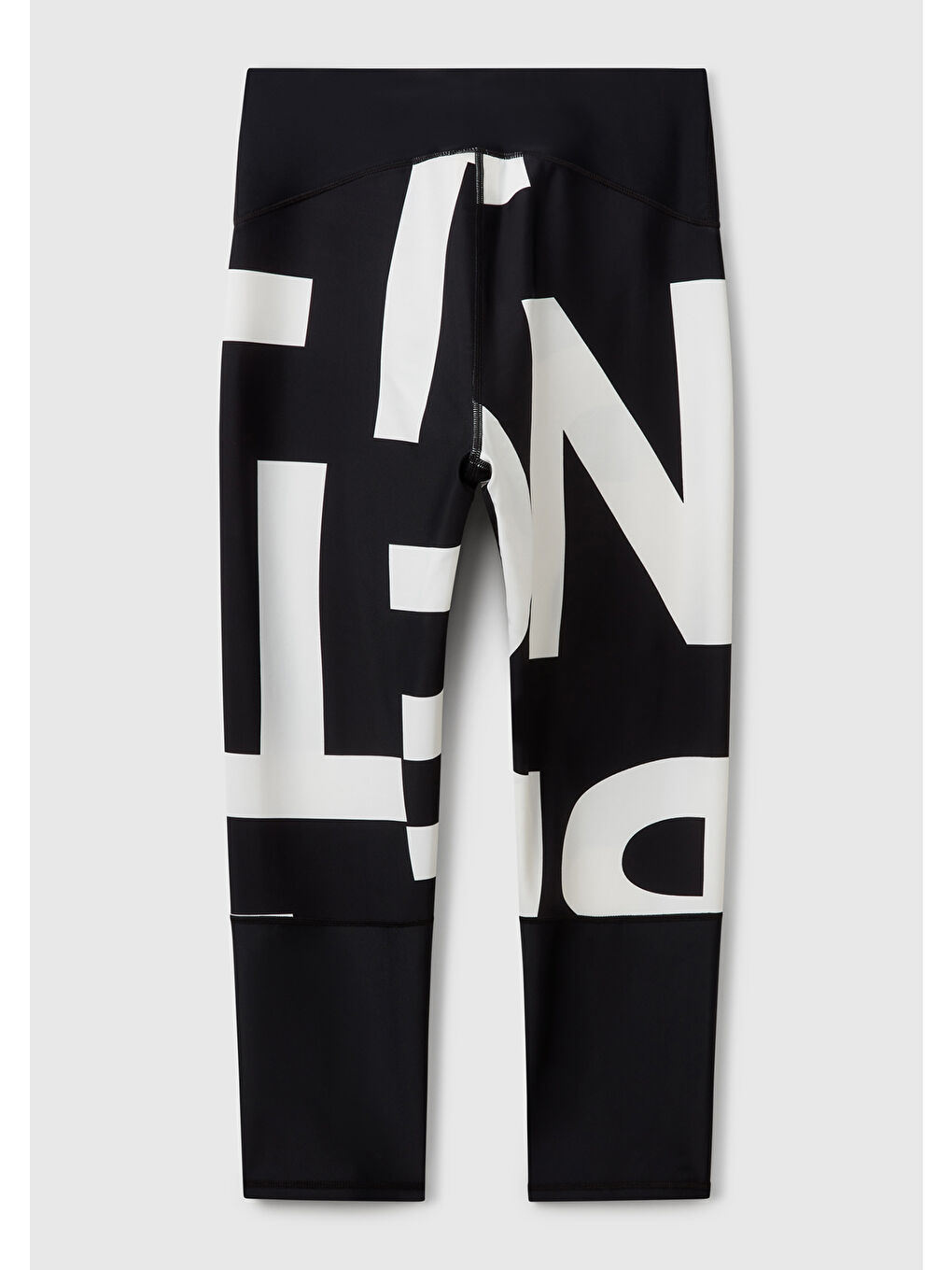 Kadın Siyah Desenli Beli Logo Baskılı Bantlı Tayt-3