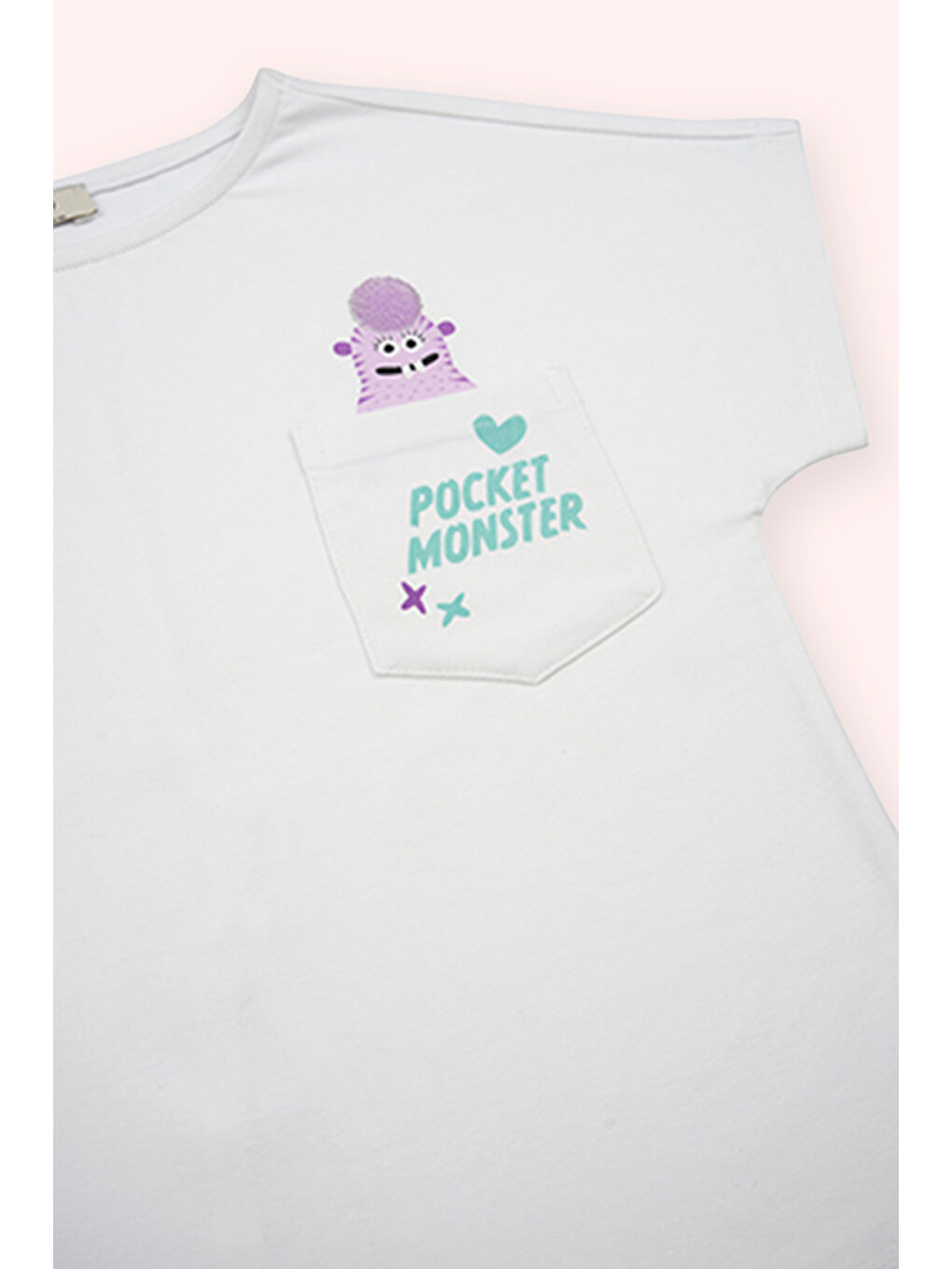 Kız Çocuk Baskı Detaylı T-Shirt Beyaz-2