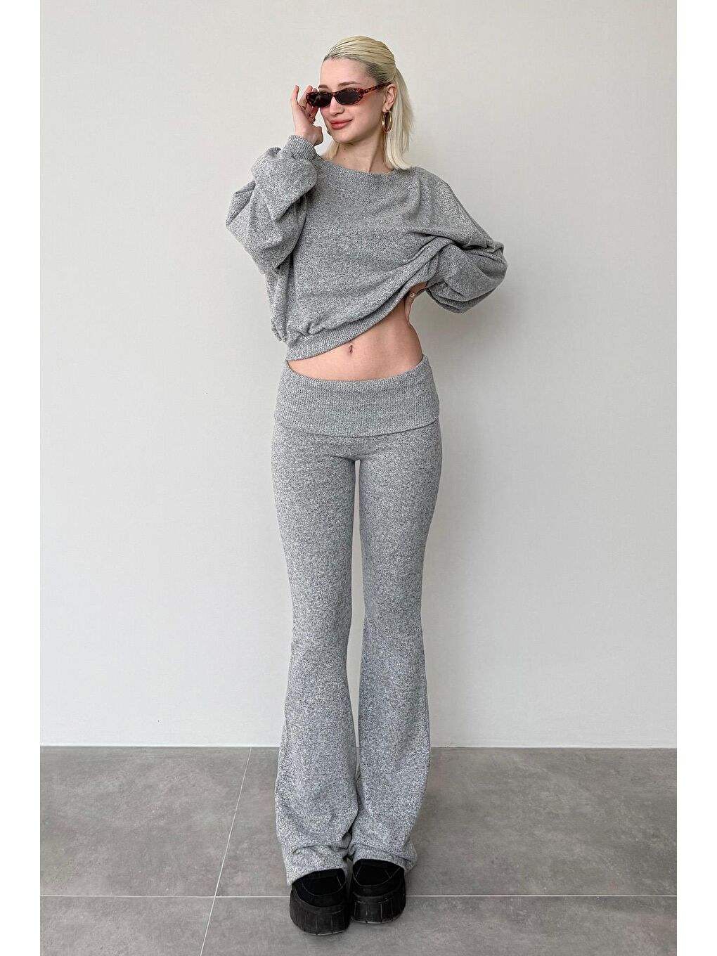 Gri Bluz Pantolon İkili Takım Mg2289-2