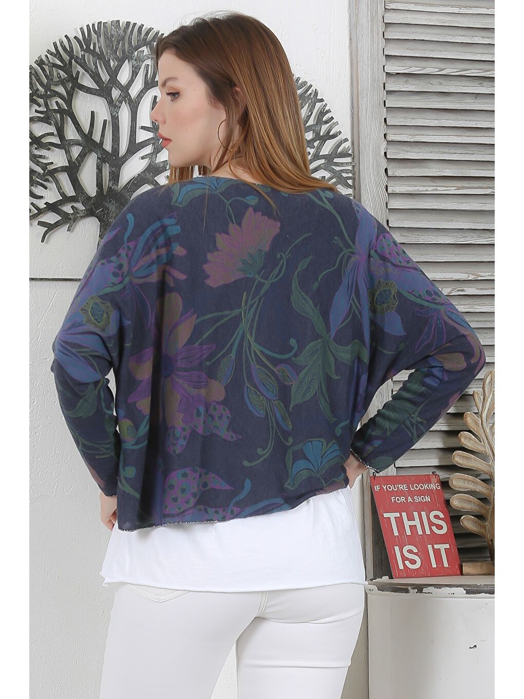 Kahverengi İtalyan Sütlü Kahve Hakim Yaka Düğmeli 3/4 Kol Cepli Casual Keten Karışımlı Dokuma Bluz-7