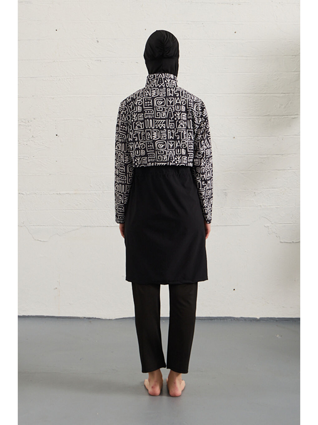 Spor Elastan Tam Kapalı Tesettür Mayo 1527-41 Siyah02-3