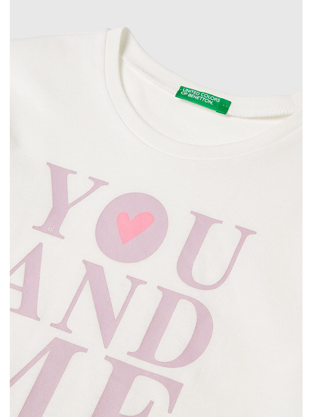 Kız Çocuk Ekru Önü Baskılı Ribana Yakalı Relaxed Fit Uzun Kollu T-shirt-2