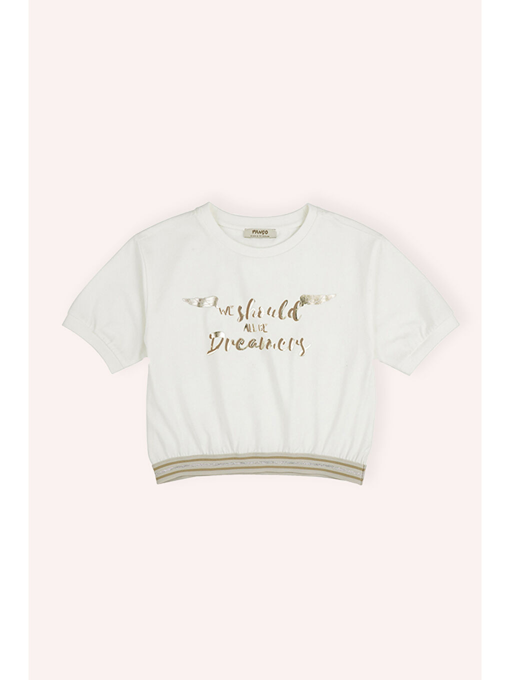 Kız Çocuk Kısa Kollu T-Shirt Ekru