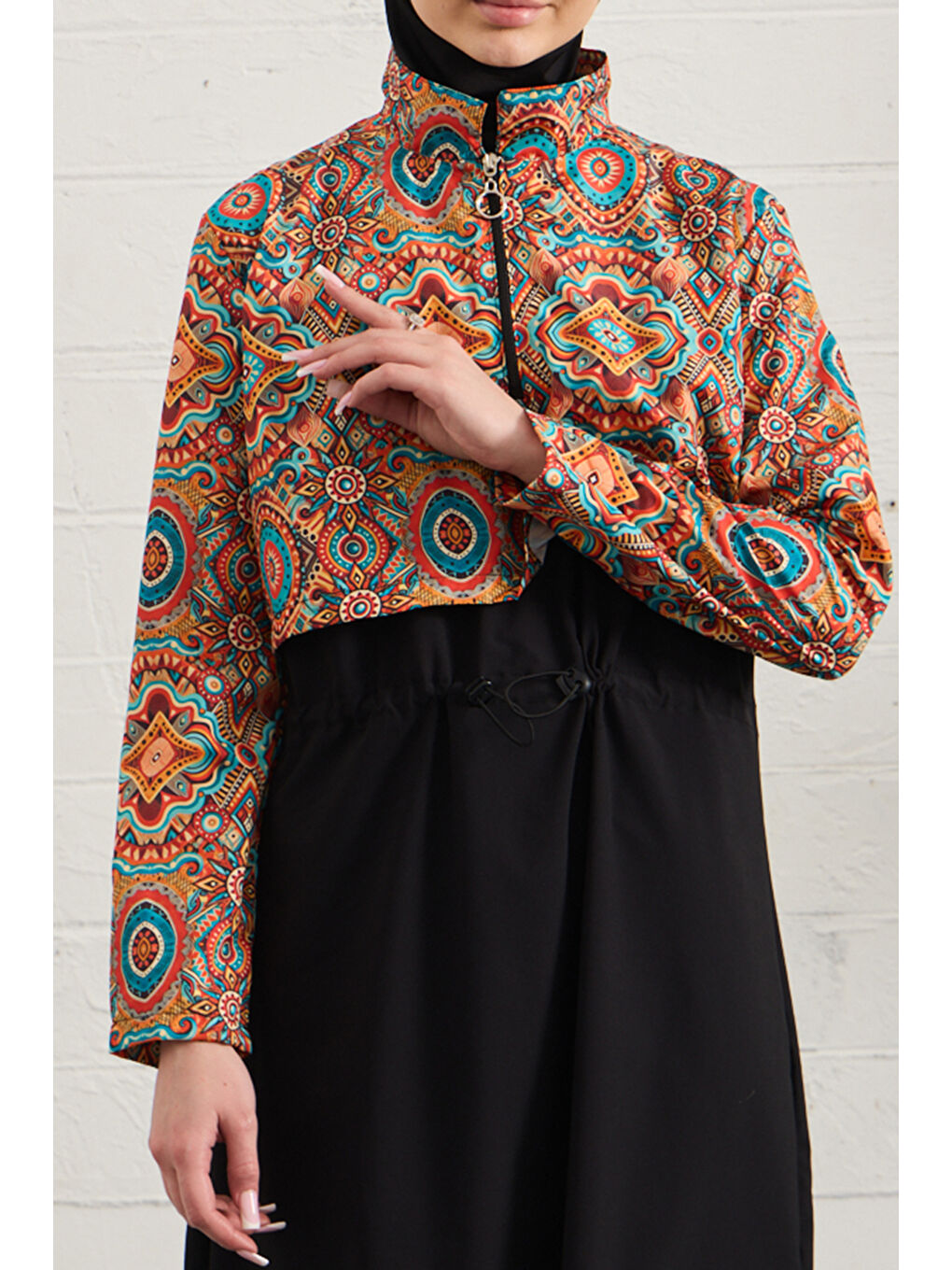 Spor Elastan Tam Kapalı Tesettür Mayo 1527-178 Siyah01-2