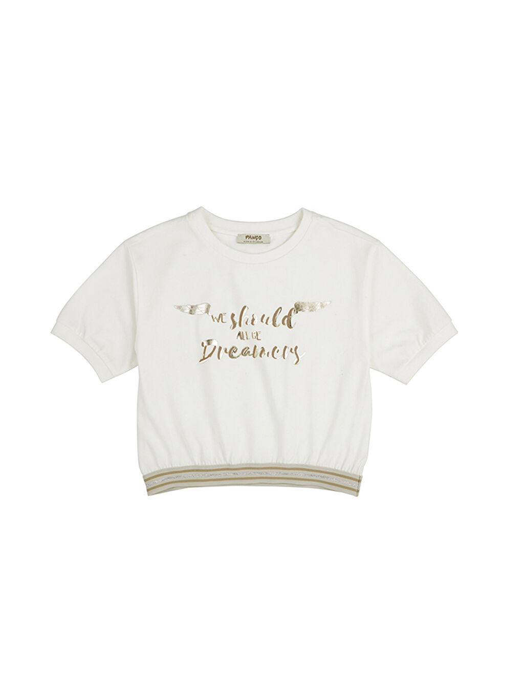 Kız Çocuk Kısa Kollu T-Shirt Ekru-1