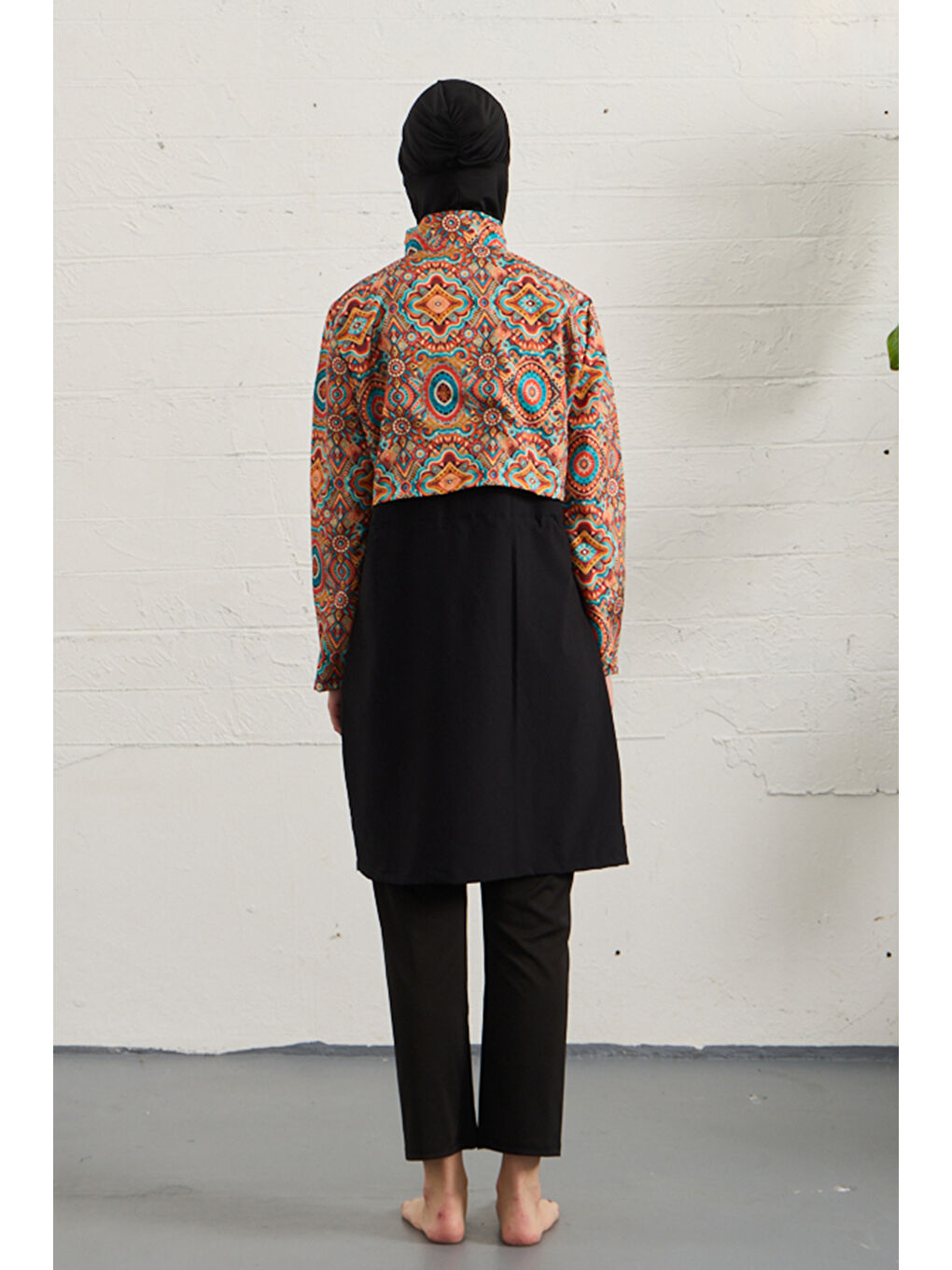 Spor Elastan Tam Kapalı Tesettür Mayo 1527-178 Siyah01-3
