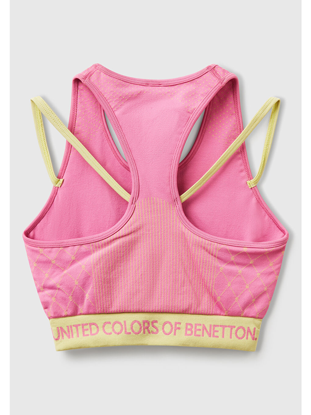 Kadın Pembe Desenli Beli Logo Bantlı Askı Detaylı Crop Atlet-3