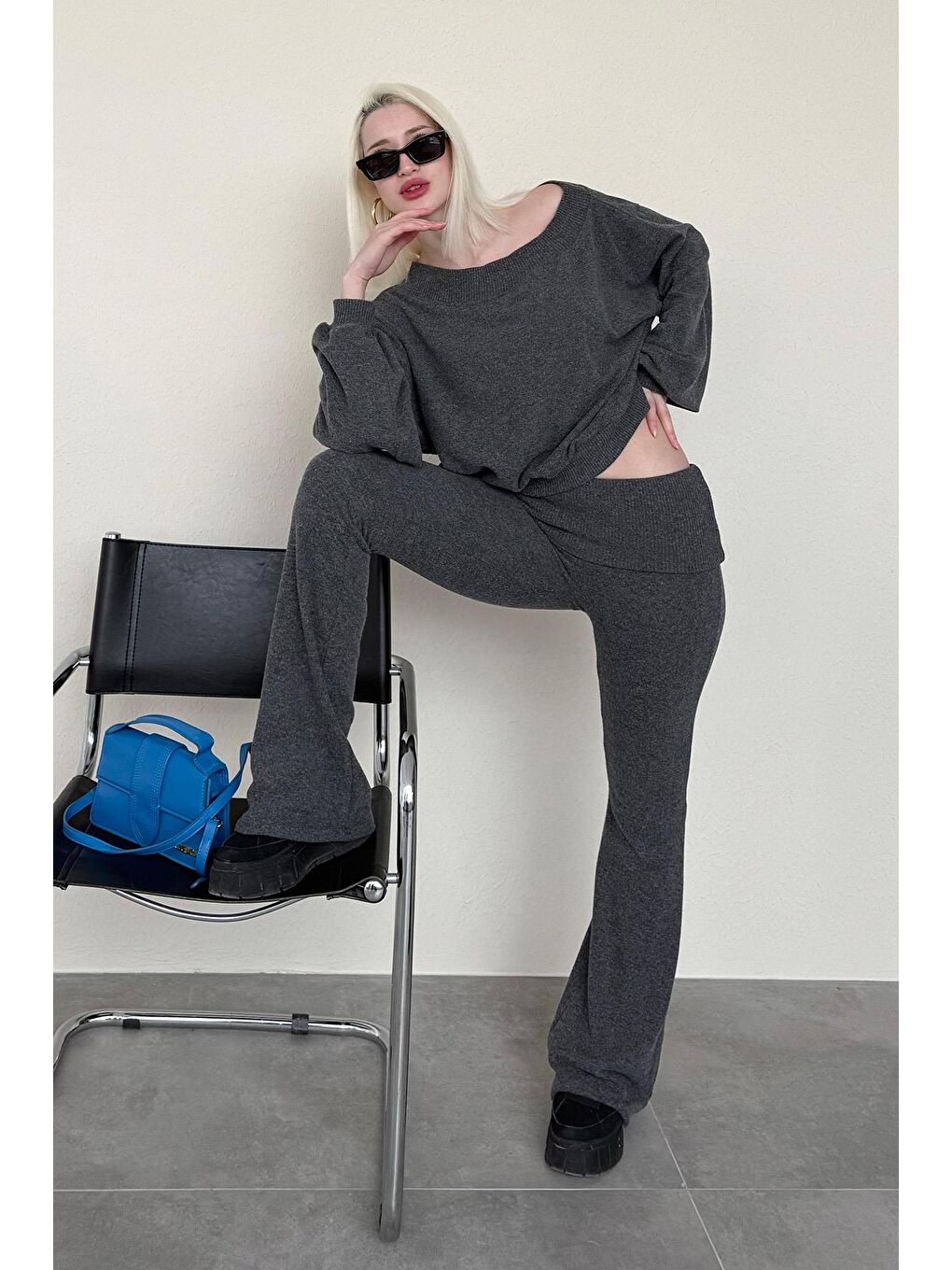 Antrasit Bluz Pantolon İkili Takım Mg2289-3