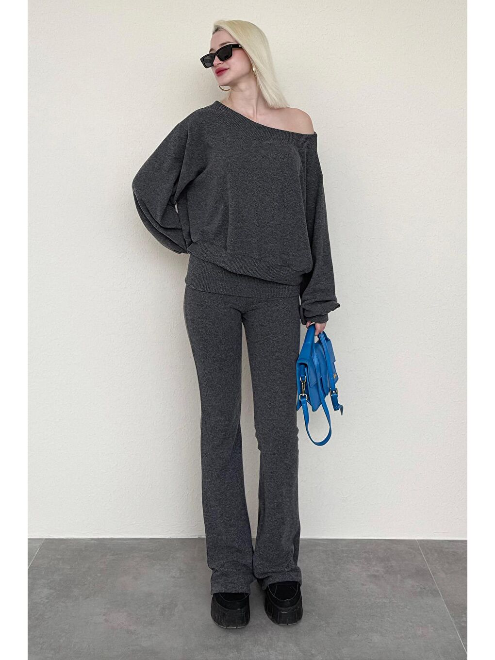 Antrasit Bluz Pantolon İkili Takım Mg2289-1