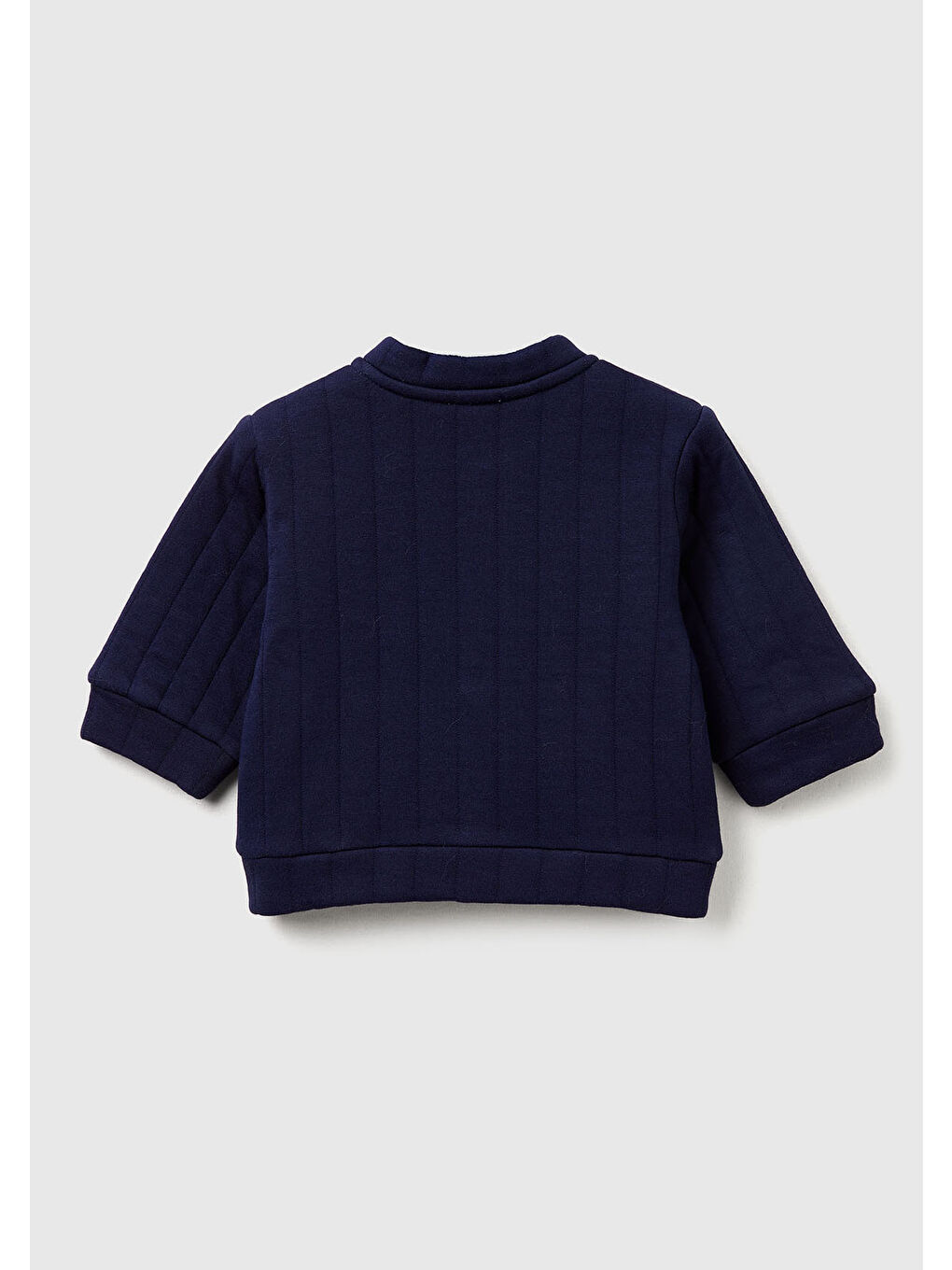 Bebek Lacivert Şerit Desenli Logo Etiketli Çıtçıtlı Cepli Kapitone Bomber Ceket-1
