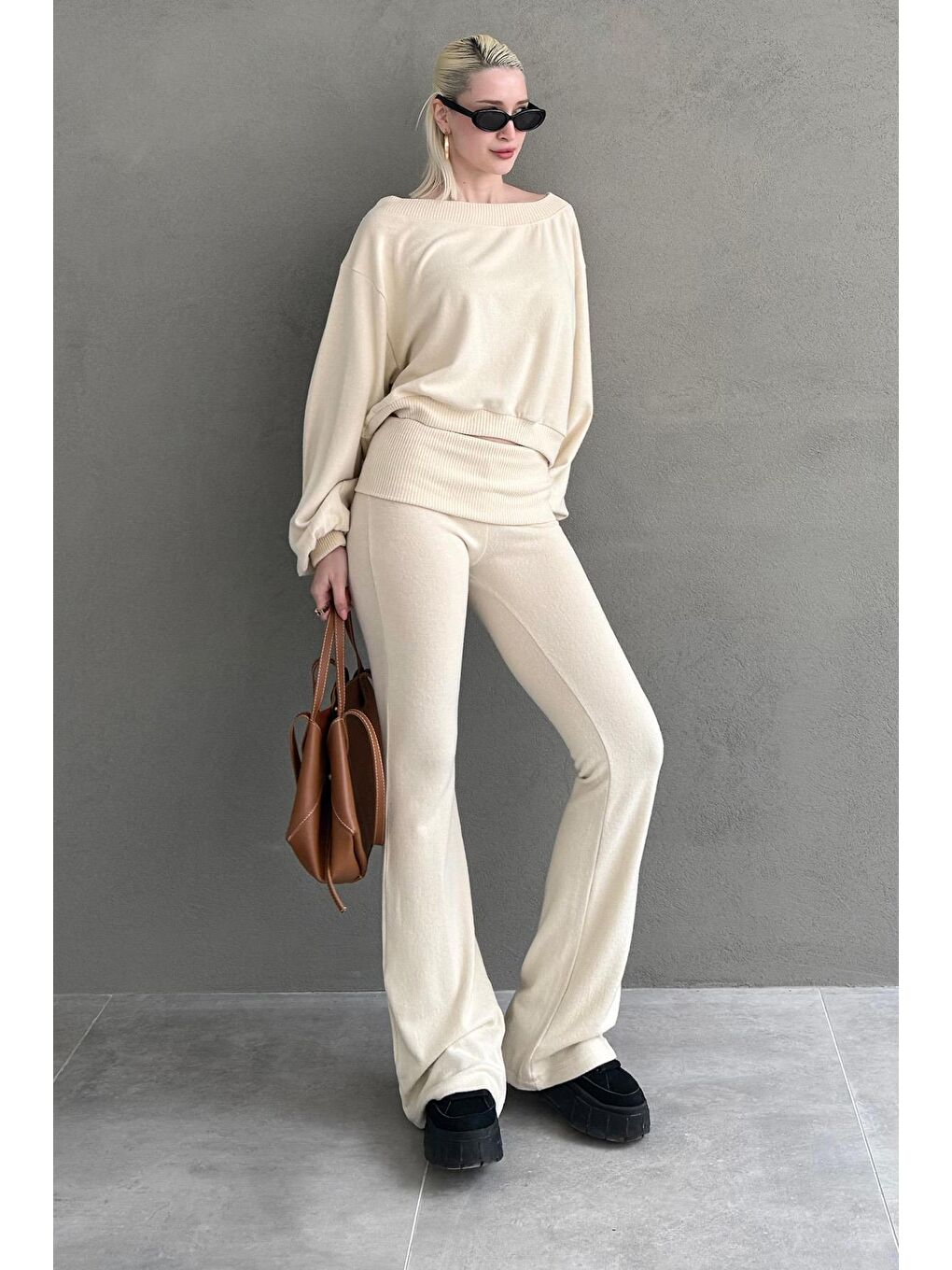 Bej Bluz Pantolon İkili Takım Mg2289-6