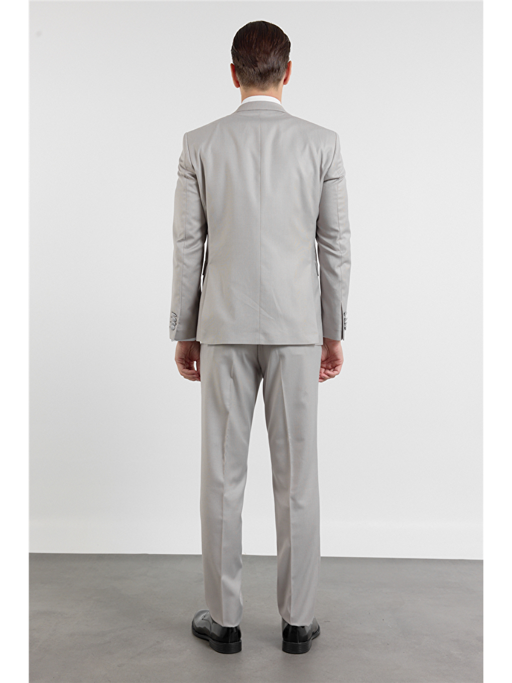 Gri Kılıç Yaka Çift Yırtmaç Esnek 6 Drop Slim Fit Damatlık Takım Elbise 1001250205-4