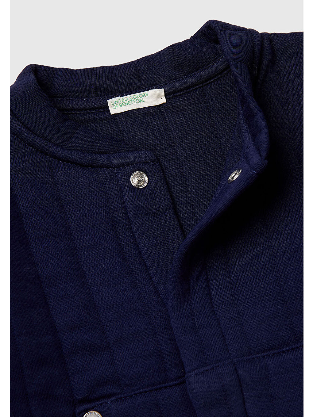 Bebek Lacivert Şerit Desenli Logo Etiketli Çıtçıtlı Cepli Kapitone Bomber Ceket-2