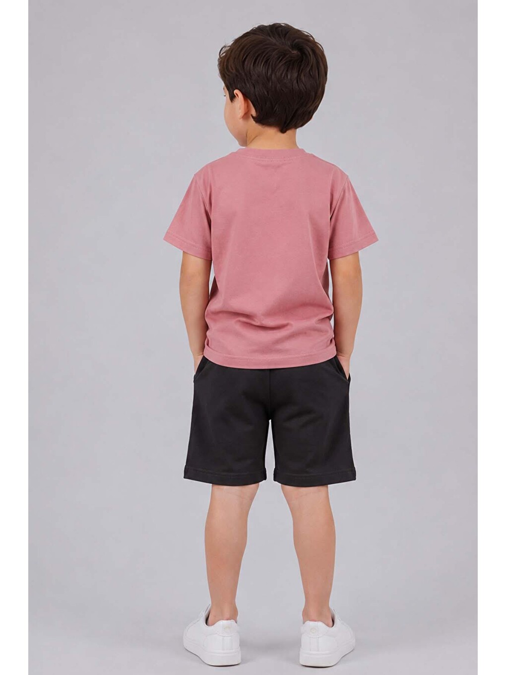 Pembe Erkek Çocuk Üzerinde Digital Hi Baskılı Penye Pudra T-shirt Şortlu Takım-3