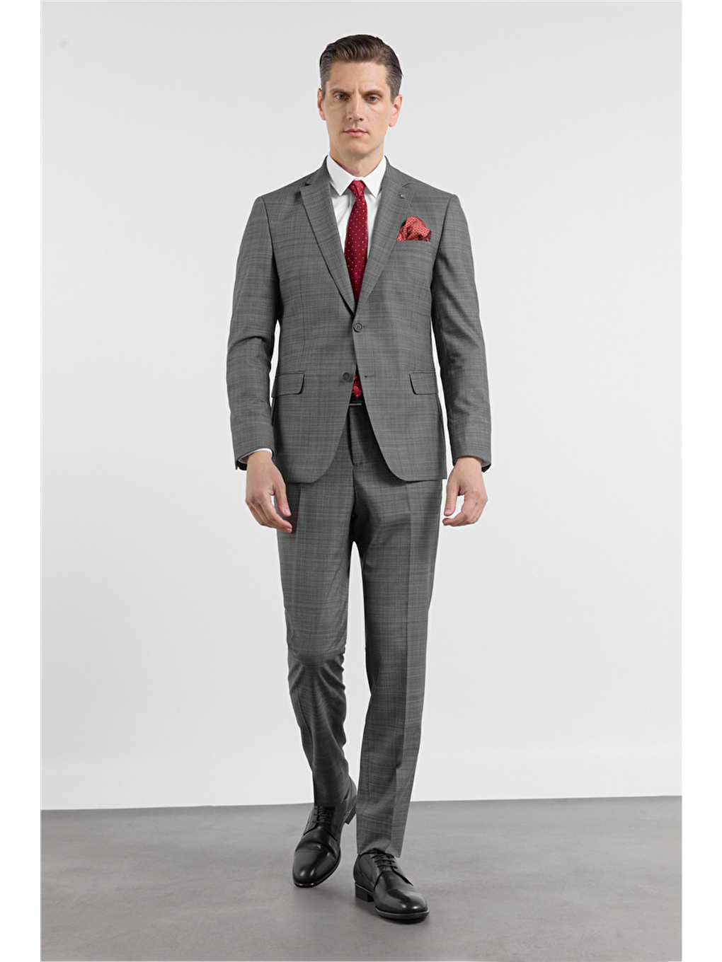 Gri Füme Mono Yaka Esnek 6 Drop Slim Fit Classic Takım Elbise 1001255160-2