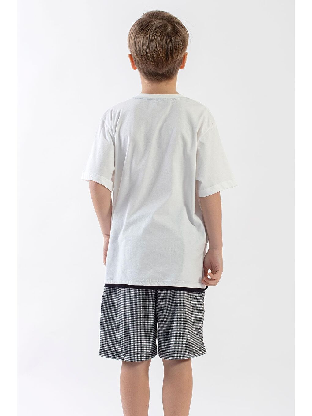 Siyah Bisiklet Yaka Erkek Çocuk Şortlu Takım-5