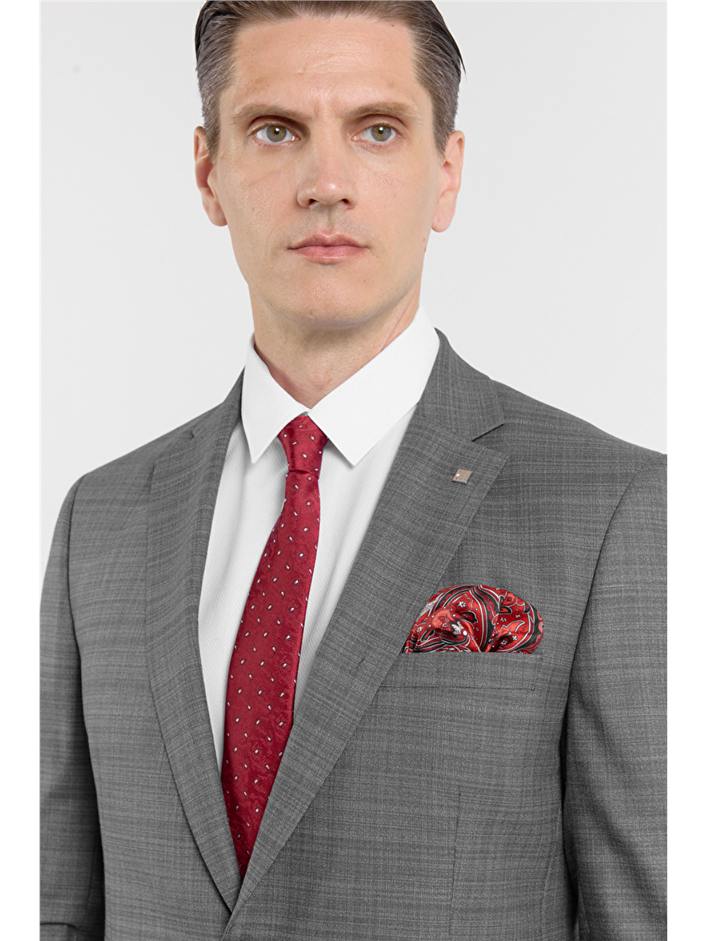 Gri Füme Mono Yaka Esnek 6 Drop Slim Fit Classic Takım Elbise 1001255160-3