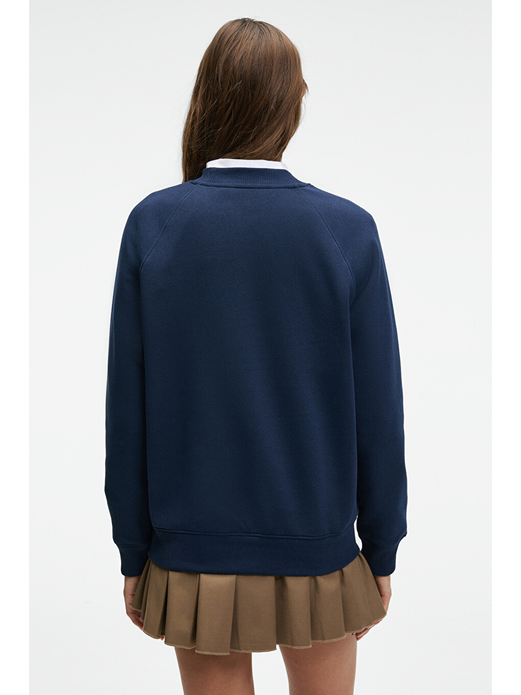 Aelorıa Kadın Önü Baskılı Reglan Kol Oversize Lacivert Sweatshirt-4