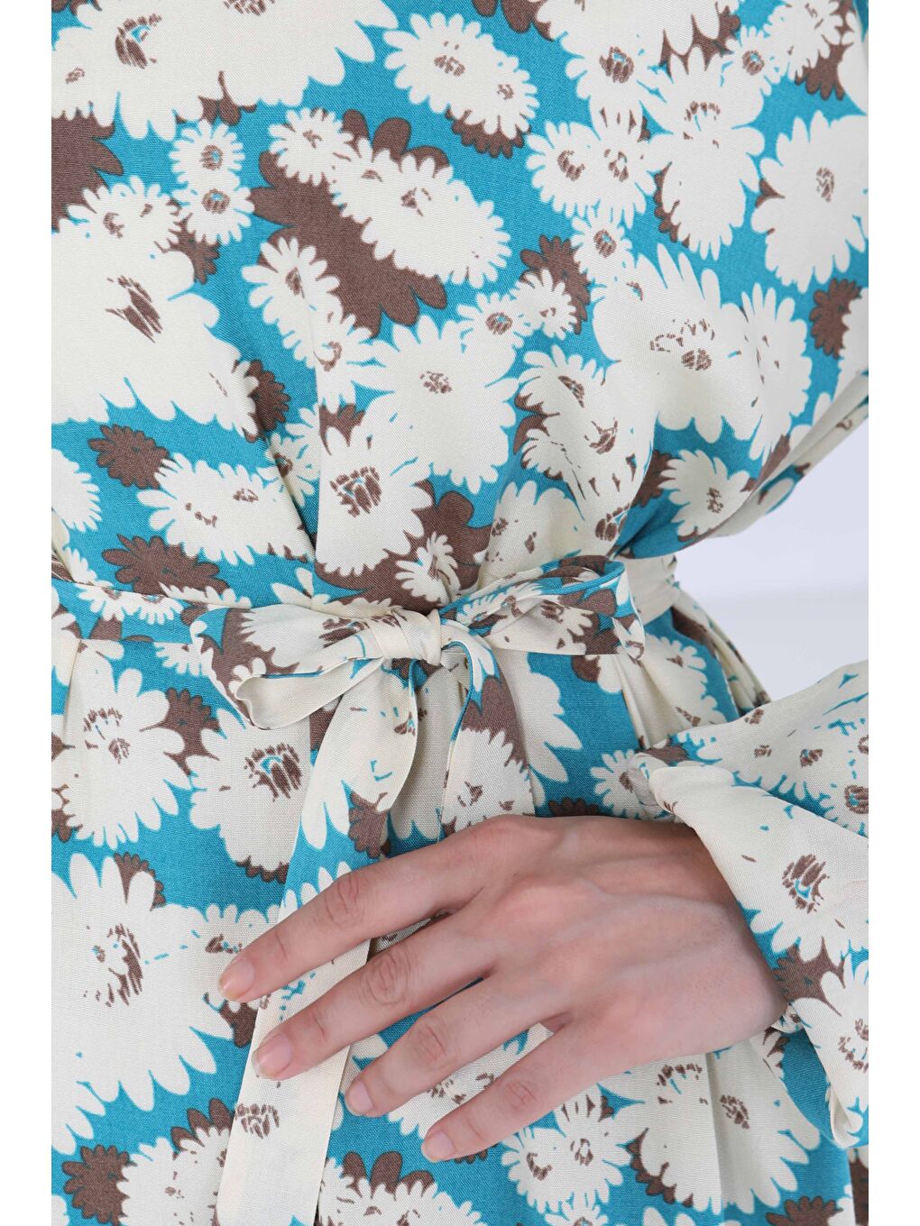 Yeşil Çiçek Desenli Elbise Mint - 27190-4