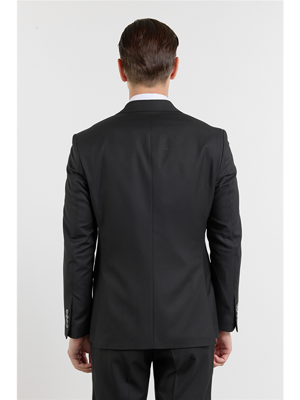 Siyah Kılıç Yaka Düz Desen 6 Drop Slim Fit Esnek Takım Elbise 1001260153-4