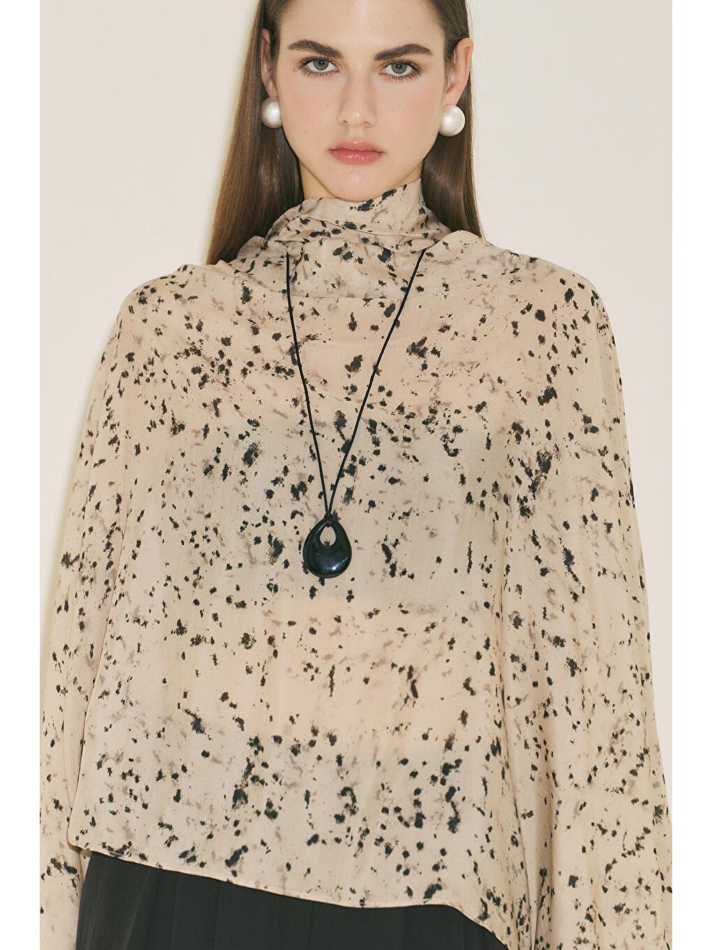 Karışık Şal Detaylı Desenli Bluz Animal-3