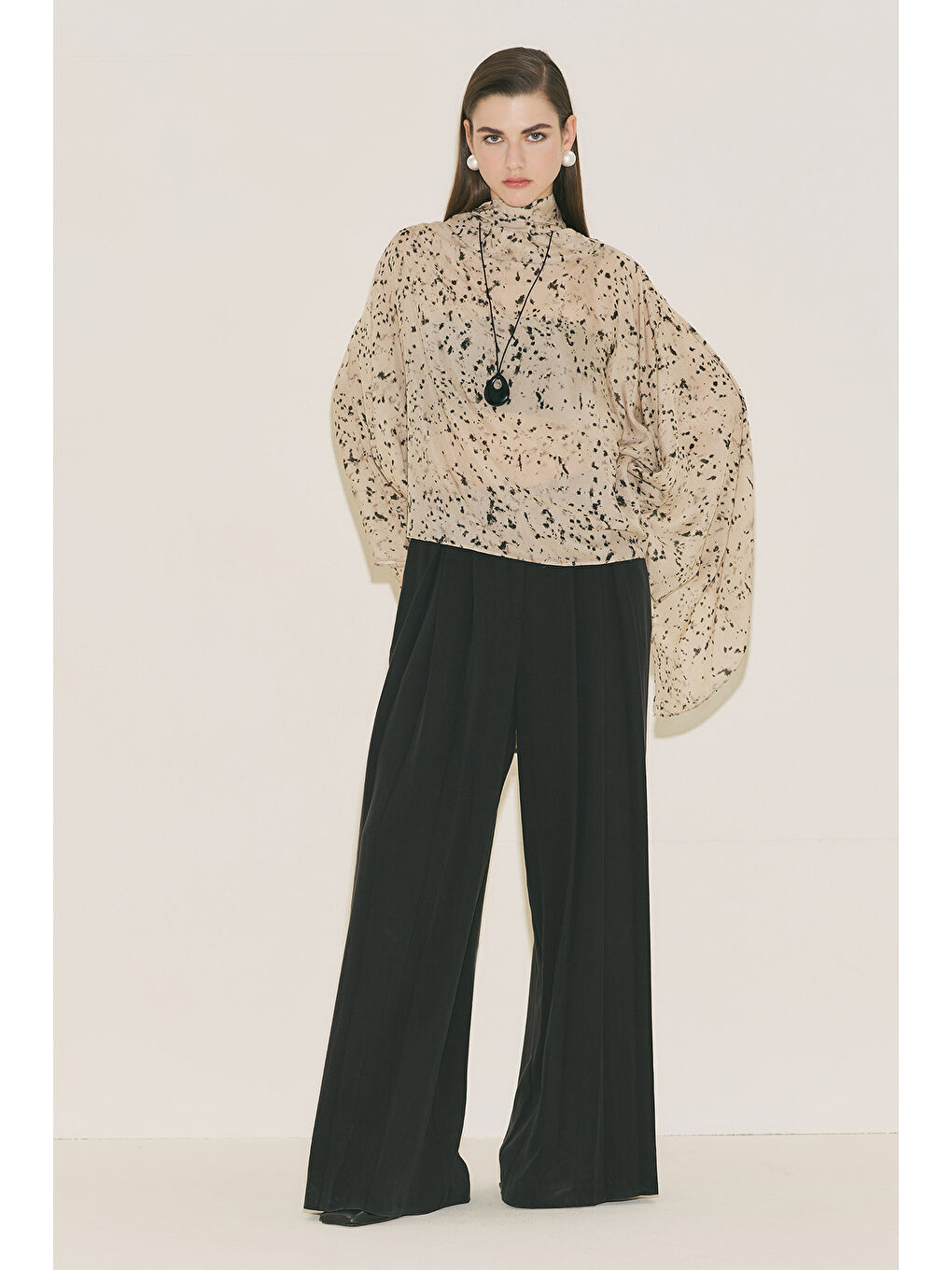 Karışık Şal Detaylı Desenli Bluz Animal-4