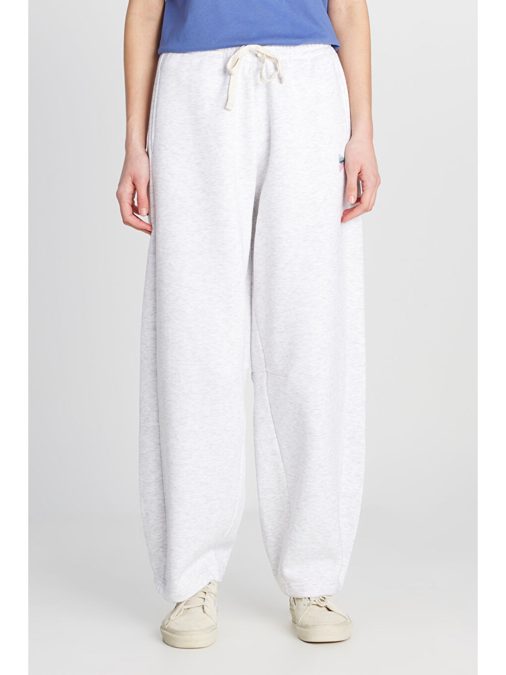 Loose Fit Rahat Kesim İçi Polarlı Gri Melanj Sweatpant Eşofman Altı-2